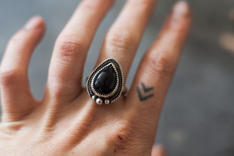 Onyx Ring Sterling Silver, Statement Rings For Women, Native Americans Jewelry Ring The Perfect Gift For A Womens Birthday image 6