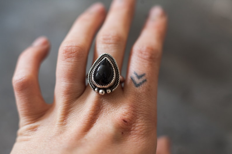 Onyx Ring Sterling Silver, Statement Rings For Women, Native Americans Jewelry Ring The Perfect Gift For A Womens Birthday image 1