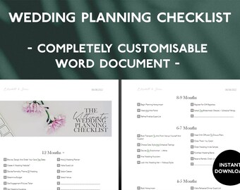 Wedding Planner Checklist, Wedding Planner, Wedding Planning Table, Wedding Planning Book, Wedding Planner Kits, Instant Download, Word Doc