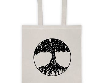 Tree Of Life Tote Bag, Canvas Tote Bag, Tote Handbag, Hippie Bag, Tree Of Life Illustration, Gift For Women, Womens Fashion, Tote Bag Canvas