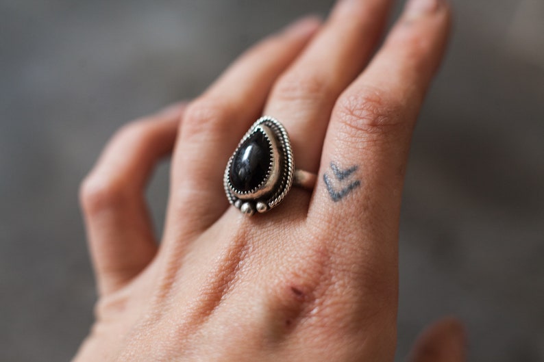 Onyx Ring Sterling Silver, Statement Rings For Women, Native Americans Jewelry Ring The Perfect Gift For A Womens Birthday image 2