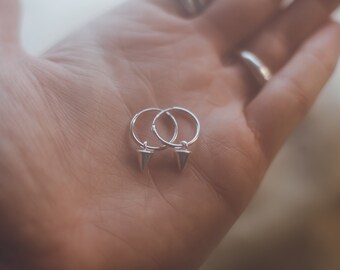 Hoop Earrings Silver With Charms, Spike Earrings Silver, Earrings Silver Hoop - Gift For Women Birthday