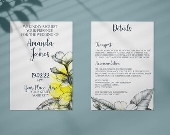 Wedding Invitation Template Floral, Wedding Invite Download Rustic Boho, Wedding Invite Bundle, Wedding Invite Set, Wedding Invitation