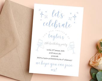 Personalized "Let's Celebrate" Party Invitation – Elegant and Customizable Event Invite – Digital Download