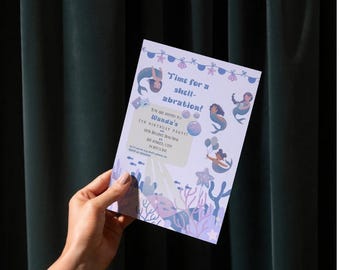 Mermaid Themed Birthday Party Invitation - Digital Editable Invitation for Kids - Under the Sea Party Invitation - Instant Download