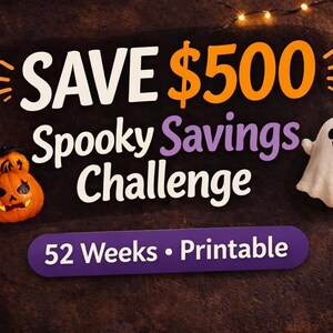 Save 500 Challenge Printable | Halloween 52 Week Savings Tracker | ADHD Friendly Budget Planner | Fun Money Saving Challenge | Download