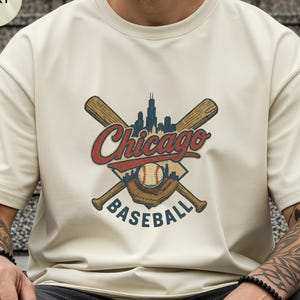Vintage Chicago Baseball Comfort Colors T-shirt | Retro Baseball Tee | Cubs Baseball | Cubs Crewneck Unisex Shirt | Distressed Baseball