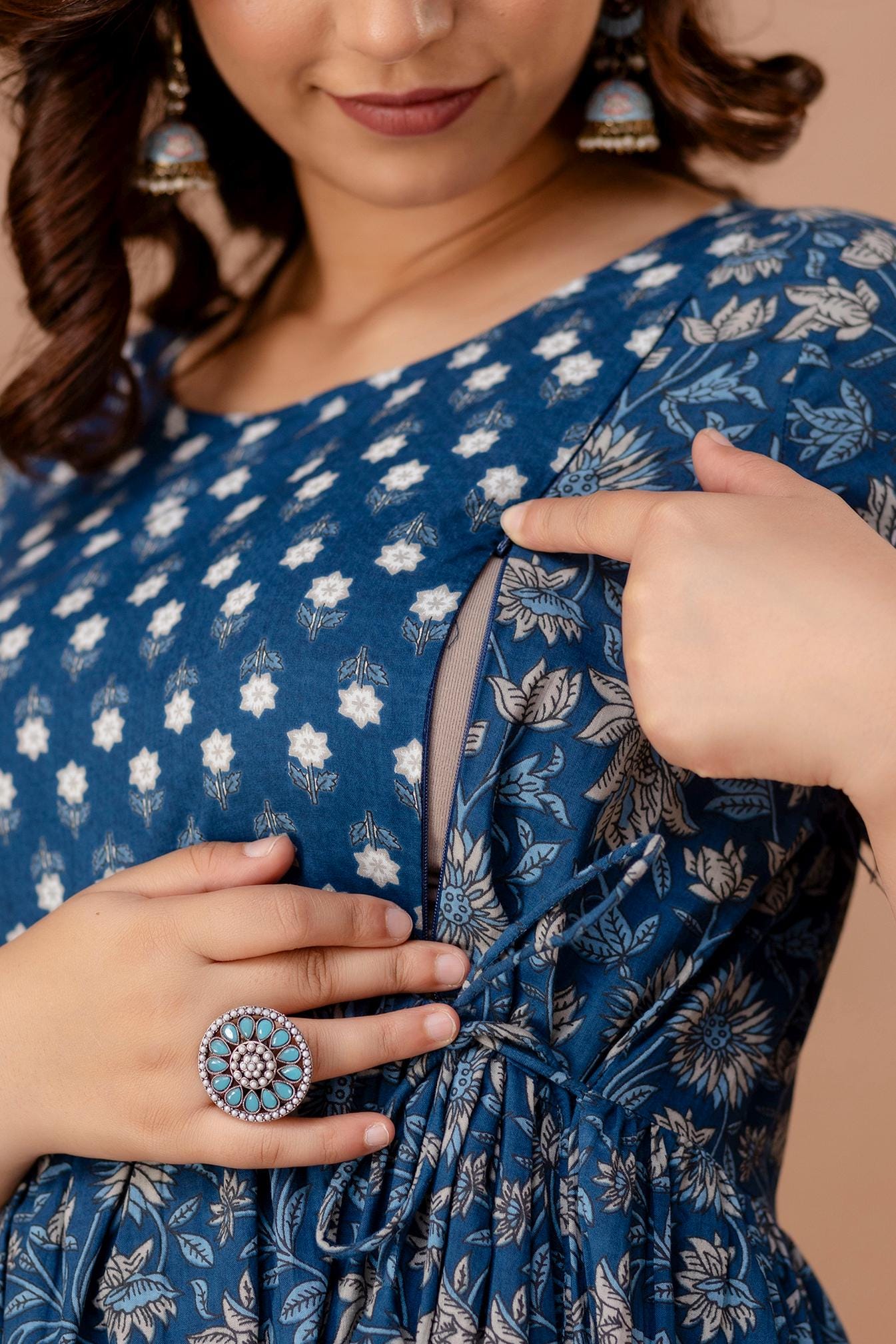 royal blue and gold maternity dress Royal Blue Ruffled Maternity Gown Maternity Gown for Photo Shoot and Baby Showers M