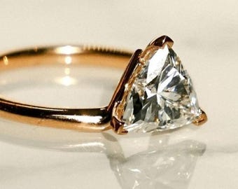 1.75 Ct Trillion Cut Moissanite Engagement Ring, Trillion Cut Engagement Ring, Trillion Bezel Set Ring Solitaire Ring Unique Trillion Cut