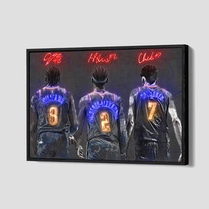 Shai Gilgeous-Alexander, Jalen Williams, Chet Holmgren Poster Oklahoma City Thunder Canvas NBA Wall Art Basketball Q11 Birthday Gift