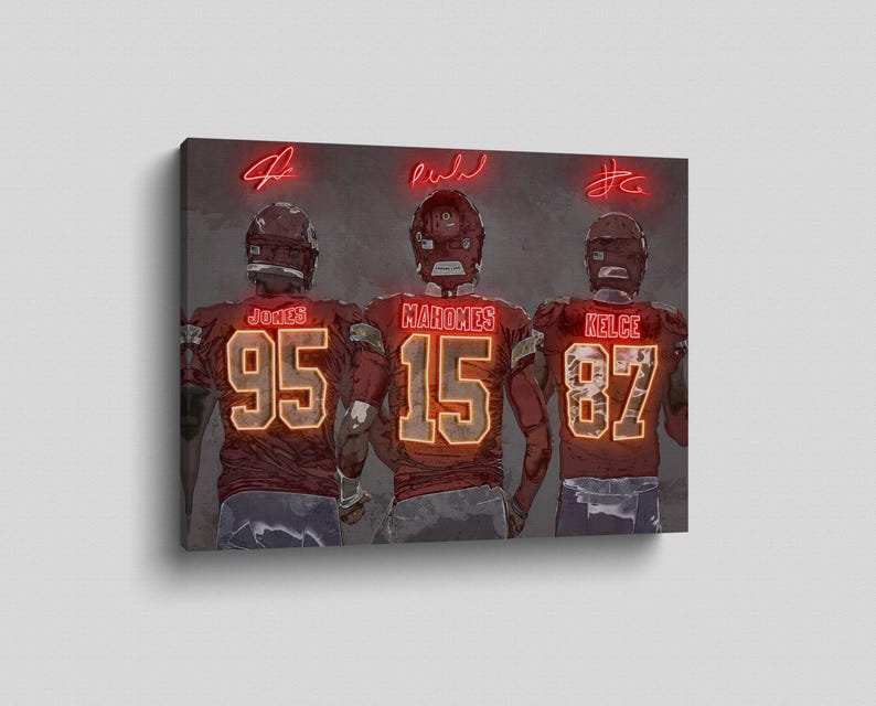 Patrick Mahomes Travis Kelce Chris Jones Poster Kansas City Chiefs Canvas NFL Player Wall Art Football Sports Home Decor Q287 Birthday Gift image 7