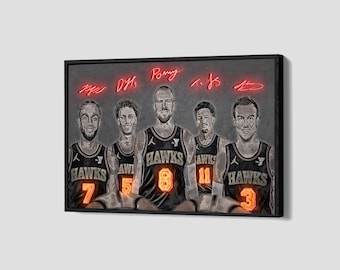 Atlanta Hawks Poster Trae Young Canvas NBA Wall Art Basketball Framed Canvas Print Sports Home Decor Q273 Gift