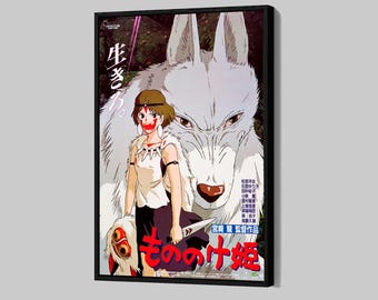 Princess Mononoke Poster Japanese Anime Canvas Studio Ghibli Wall Art Japanese Movie Framed Canvas Print Home Decor Q219 Birthday Gift