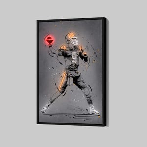 Joe Burrow Poster Cincinnati Bengals Canvas NFL Player Wall Art Football Sports Framed Canvas Print Home Decor Q149 Birthday Gift