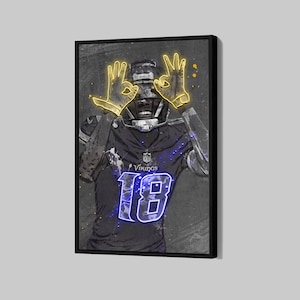 Justin Jefferson Poster Minnesota Vikings Canvas NFL Player Wall Art Football Sports Framed Canvas Print Home Decor Q169 Birthday Gift