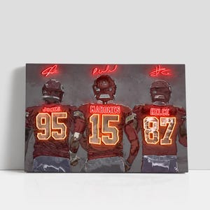 Patrick Mahomes Travis Kelce Chris Jones Poster Kansas City Chiefs Canvas NFL Player Wall Art Football Sports Home Decor Q287 Birthday Gift image 1