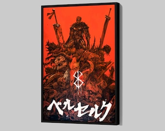 Berserk Guts Poster Anime Canvas Swordsman Wall Art Manga Framed Canvas Print Cartoon Lovers Home Decor Q32 Birthday Gift