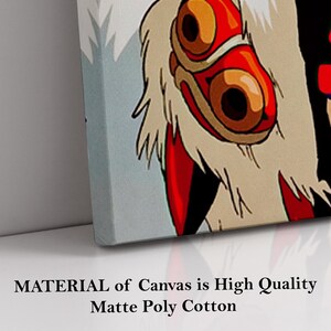 May include: Canvas art print featuring a close-up of a character's face with red, orange, and black details. The character has a white fur-like mane. The text at the bottom reads "MATERIAL of Canvas is High Quality Matte Poly Cotton."