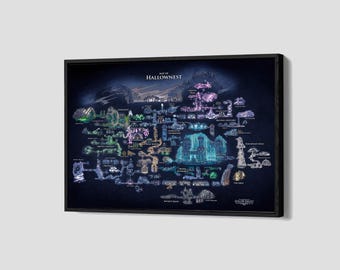 Hollow Knight Map Poster Hollownest World Map Canvas Game Wall Art Hollow Knight Framed Canvas Print Home Decor Q95 Birthday Gift