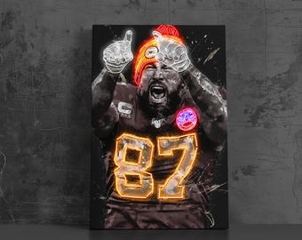 Travis Kelce poster Kansas City Chiefs canvas NFL speler muur kunst voetbal sport ingelijste canvas print Home decor Q343 verjaardagscadeau