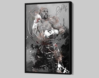 Poster Floyd Mayweather Jr. Boxe - Toile encadrée - Décoration murale pour homme - La légende - Q79 Cadeau