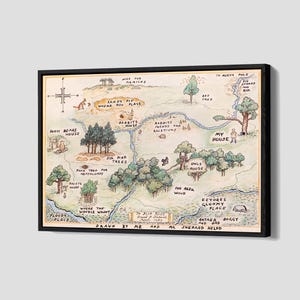 100 Acre Wood Map Poster Winnie the Pooh Map Canvas Pooh Wall Art 100 Akers Wood Framed Canvas Print Home Decor Q100 Birthday Gift
