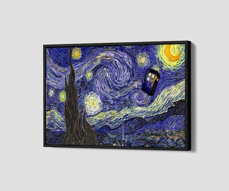 Doctor Who Tardis Poster Van Gogh Starry Night Canvas Tardis Wall Art ...