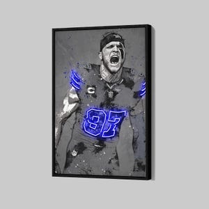 Aidan Hutchinson Poster Detroit Lions Canvas NFL Player Wall Art Football Sports Framed Canvas Print Home Decor Q107 Birthday Gift