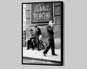 Men in a Street of Napoli Poster Vintage Italy Canvas Antique Bar Wall Art Italian Cafe Framed Canvas Print Home Decor Q24 Gift