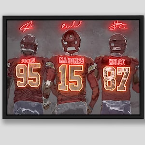 Patrick Mahomes Travis Kelce Chris Jones Poster Kansas City Chiefs Canvas NFL Player Wall Art Football Sports Home Decor Q287 Birthday Gift image 2