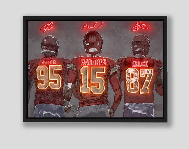 Patrick Mahomes Travis Kelce Chris Jones Poster Kansas City Chiefs Canvas NFL Player Wall Art Football Sports Home Decor Q287 Birthday Gift image 2