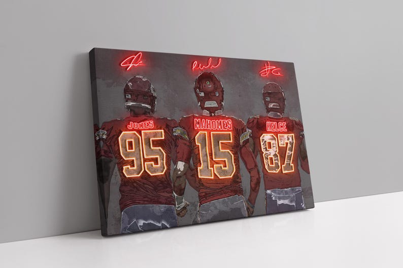 Patrick Mahomes Travis Kelce Chris Jones Poster Kansas City Chiefs Canvas NFL Player Wall Art Football Sports Home Decor Q287 Birthday Gift image 5