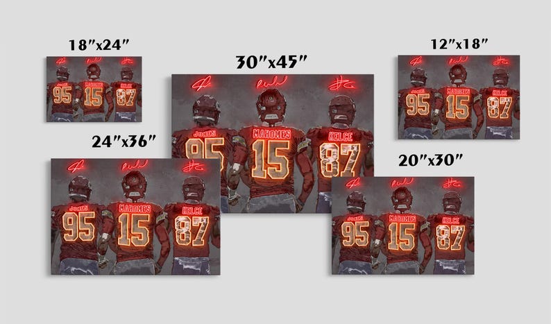 Patrick Mahomes Travis Kelce Chris Jones Poster Kansas City Chiefs Canvas NFL Player Wall Art Football Sports Home Decor Q287 Birthday Gift image 4