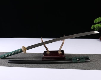 Hand-Forged Damascus Steel Katana: Cloud Dragon Tsuba, Artisan Japanese Style Sword
