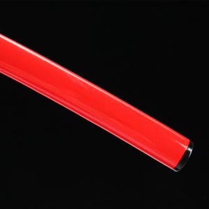 Handwerklich geschmiedete Rote Klinge Katana: Floral gravierter Schutz, Damast-Stahl Display-Schwert Bild 10