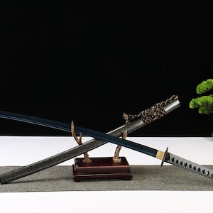 Handmade Dragon Katana - Blue Samurai Sword, Hand Forged Full Tang 1045 High Carbon Steel, Real Japanese  Katana, Gift for Collectors