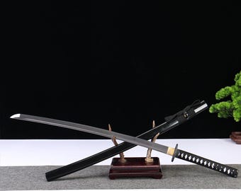 Hand Forged Black Dragon Katana, 1060 High Carbon Steel, Full Tang Samurai Sword