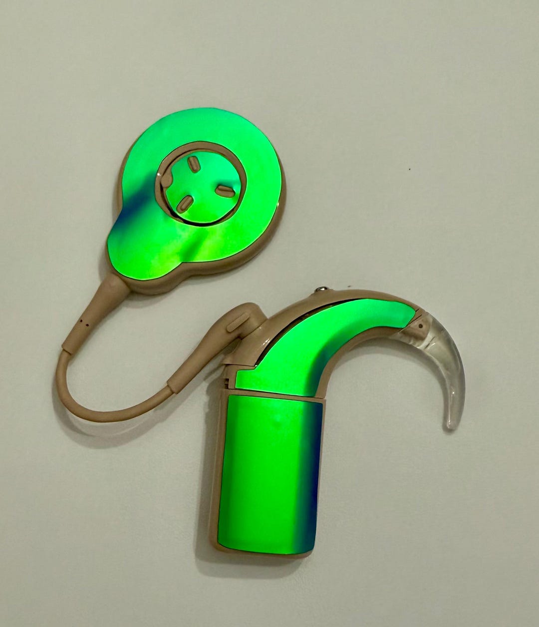 Green Holographic Cochlear Implant Skin Sticker: N8, Nucleus 8, Kanso 2