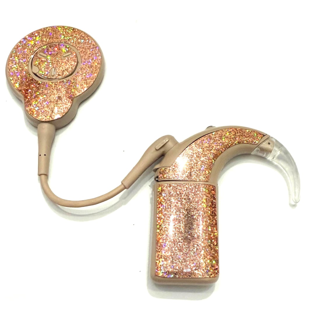 Rose Gold Sparkle Holographic Cochlear Implant Skin Sticker for N8