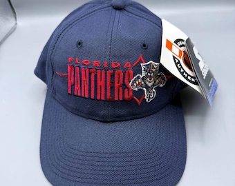 Gorra vintage de los Florida Panthers para hombre, color azul y gris, con cierre a presión de la NHL. Nueva.