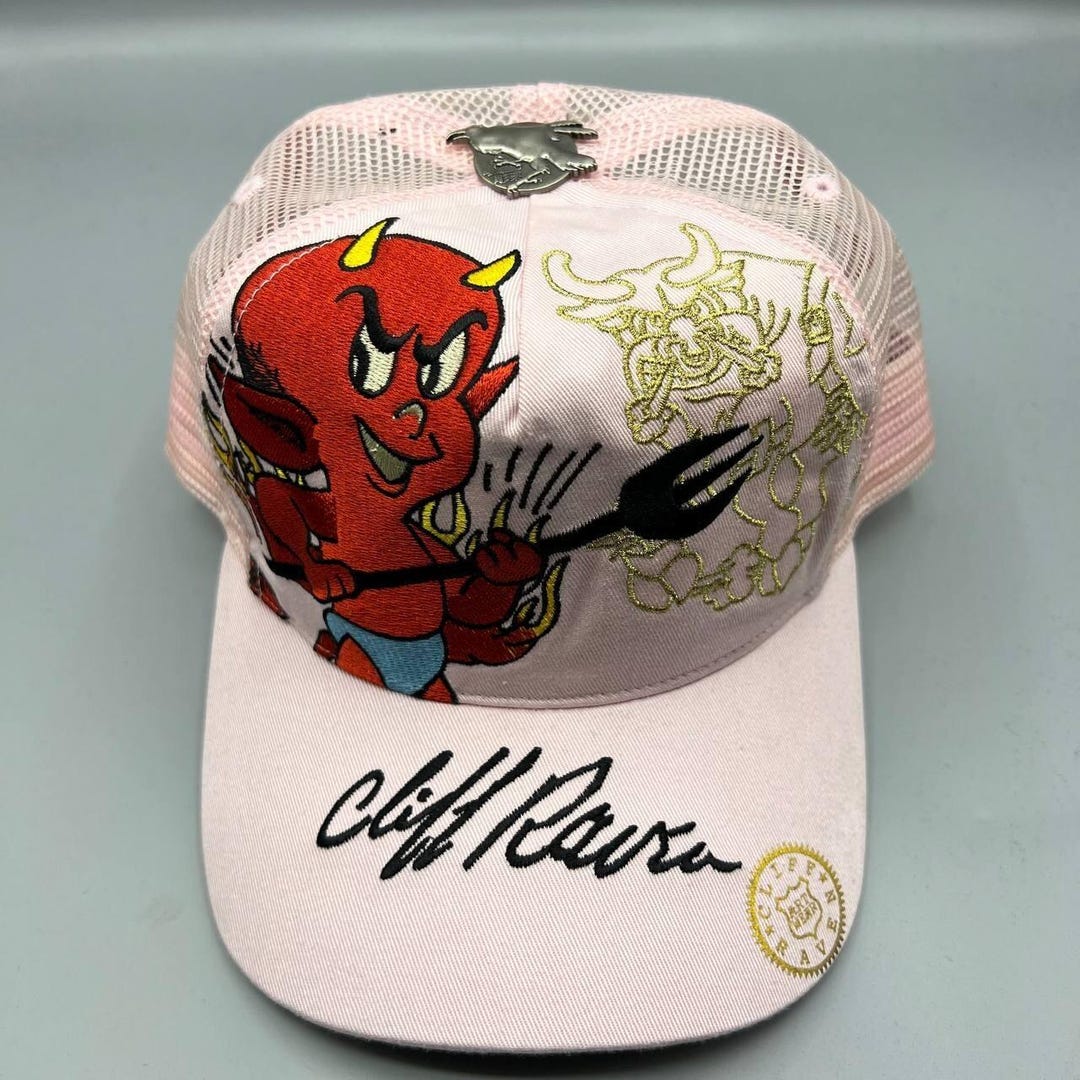 Vintage Cliff Raven Hat Pink Ed Hardy Japanese Tattoo Snap Back Trucker ...