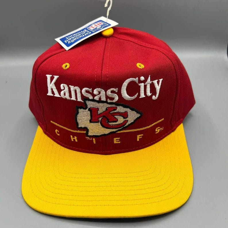 Vintage Kansas City Chiefs Hat Men Red Twins Enterprise NFL Snap Back Cap New image 1