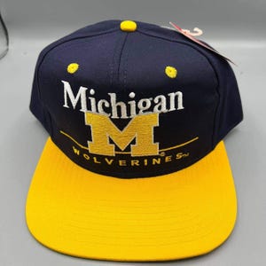 Vintage Michigan Wolverines Hatt Herr Blå Twins Enterprise Snap Back Keps Ny
