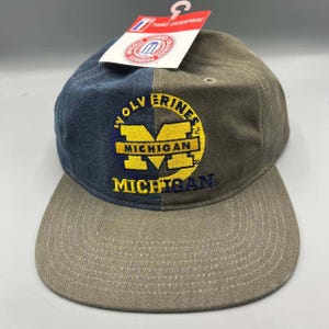 Vintage Michigan Wolverines Hatt Herr Twins Enterprise Strap Back Cap Ny