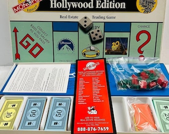 Monopoly vintage edición Hollywood de 1997, juego de mesa de intercambio de bienes raíces de Hasbro