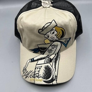 Gorra vintage Cliff Raven marrón Ed Hardy estilo tatuaje japonés Snapback Trucker de los 90