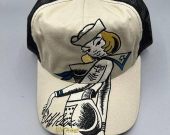 Czapka vintage Cliff Raven z brązowym tatuażem Ed Hardy z japońskim logo Snapback Trucker Cap z lat 90.