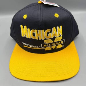 Michigan Wolverines-keps, svart, gul, NCAA-keps, ny, med tryckknappar.
