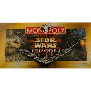 Tablero de juego Monopoly vintage Star Wars Episodio 1 Edición Coleccionista 3D 1999 Sellado