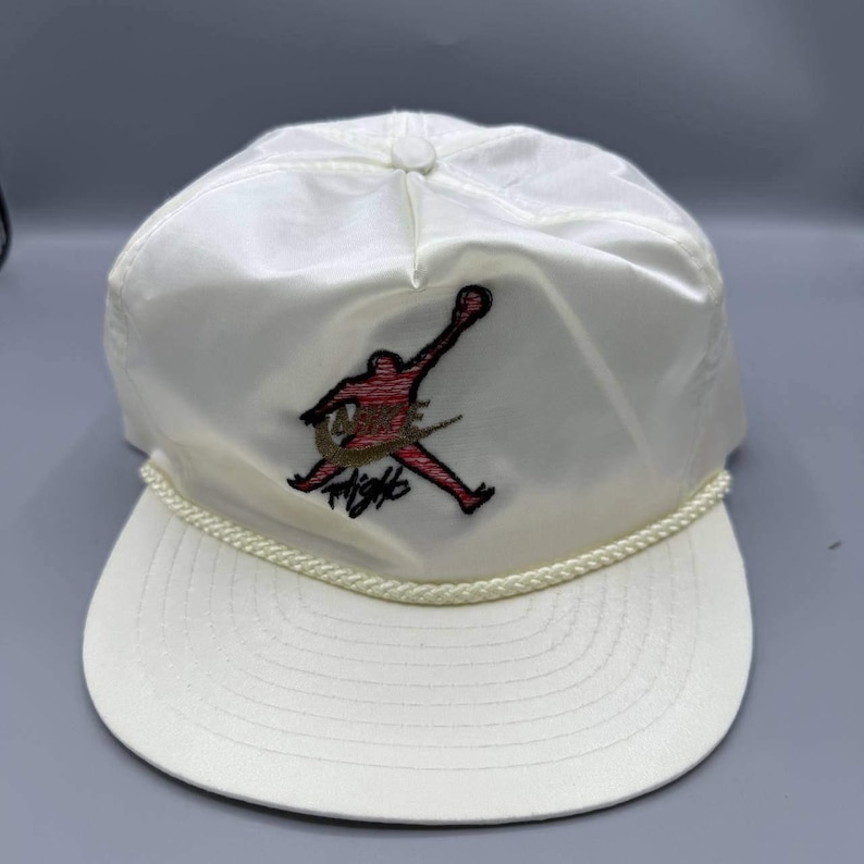 Vintage Air Jordan Flight Hat Men White Nike Jumpman Otto Strap Back Cap image 1